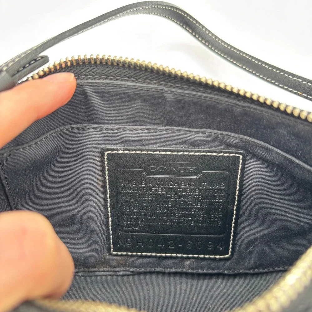 Coach‎ Signature Demi Pouch 6094 Black Monogram Canvas Leather Convertible Y2K